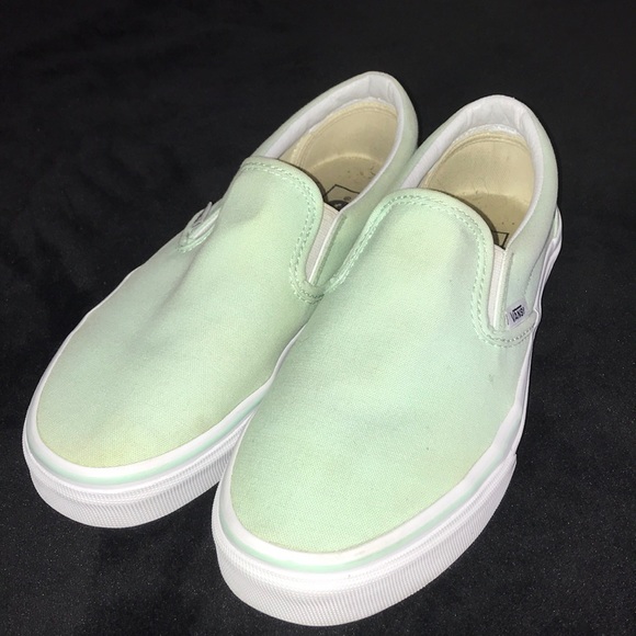 mint green slip on vans